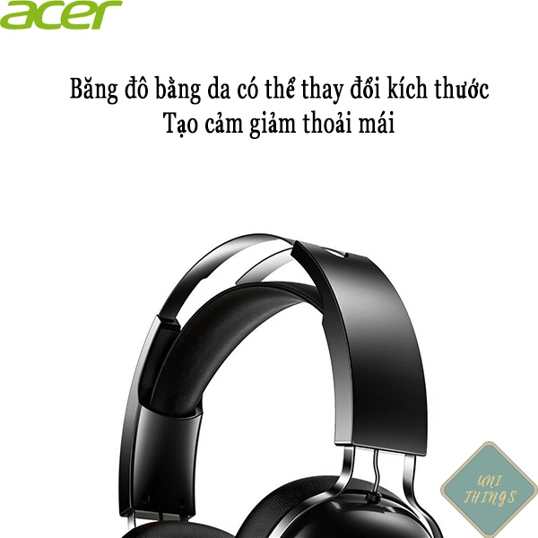 Tai nghe gaming chính hãng Acer có micro, tai nghe chụp tai có led phong cách phi công màu xanh rêu, trắng