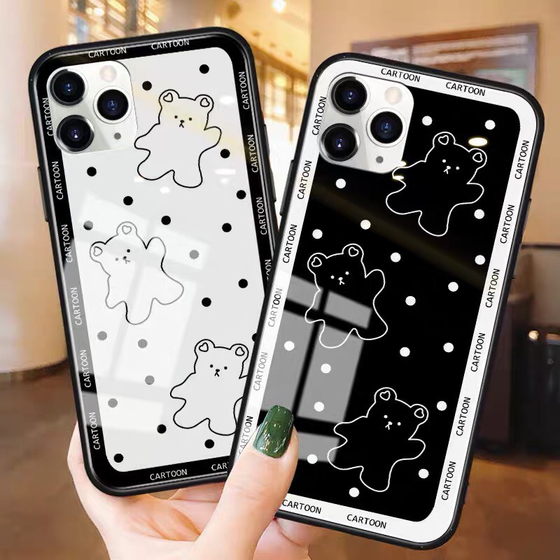 Ốp lưng iphone kính gấu selfie case 14plus 14 pro max 13 12 promax 11 mini 6 6s 7 8 plus x xr xs Se