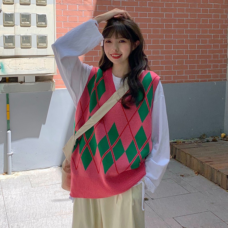 //SẴN HÀNG// ÁO GILE LEN DỆT KIM HỒNG | BigBuy360 - bigbuy360.vn