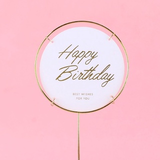 Que HPBD tròn trắng khung sắt
