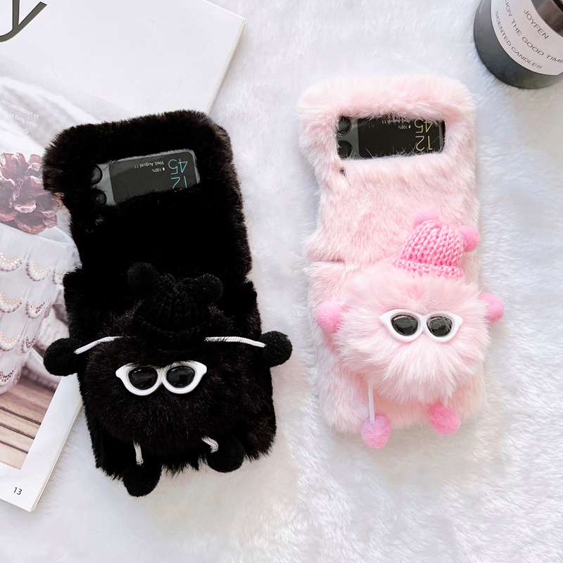 Ốp Điện Thoại Hình Bùi Nhùi 3D Màu Hồng Chống Sốc Cho Samsung Galaxy Z Flip 4 5G Z Flip 3