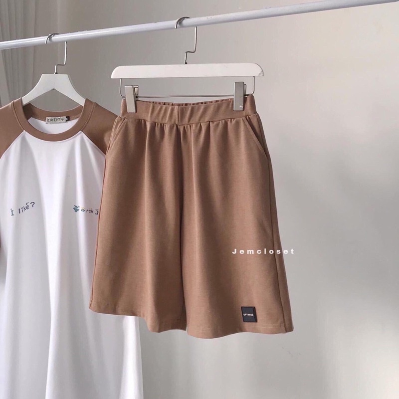 Bộ phối màu Áo phông tay zaclang mix quần short đùi in chữ hàn trước ngực - set nữ Ilike chất coton đẹp form < 67kg | BigBuy360 - bigbuy360.vn