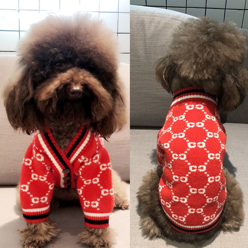 Quần áo cho chó Thương hiệu thời thượng áo len cardigan Teddy Bichon Corgi chó nhỏ thú cưng mùa xuân Quần áo mèo quần áo
