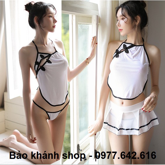Bộ cosplay yếm trắng xinh xắn E5 - đủ 3 chi tiết ( Bảo khánh - SEXY LADDY) | BigBuy360 - bigbuy360.vn
