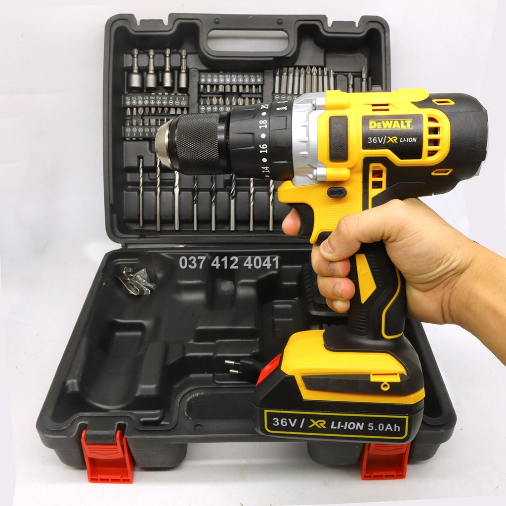 TẶNG BỘ PHỤ KIỆN 69 CHI TIẾT - Máy Khoan Pin DEWALT 36V  - Động cơ 775 - Có Búa - Máy khoan dùng pin DEWALT 36V