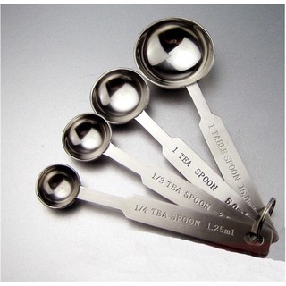Bộ thìa muỗng đong định lượng inox 4 cỡ dày cao cấp