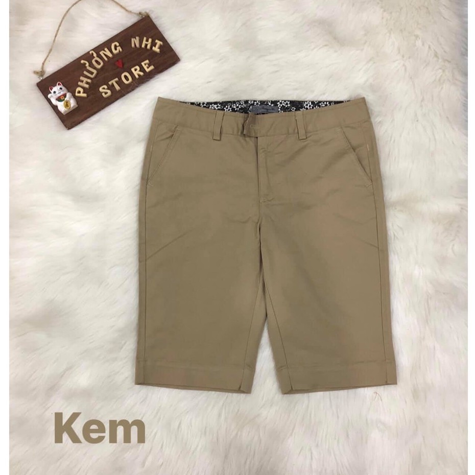 Quần Lửng Kaki Thun Màu Kem / Quần Lửng Nữ Trơn Basic