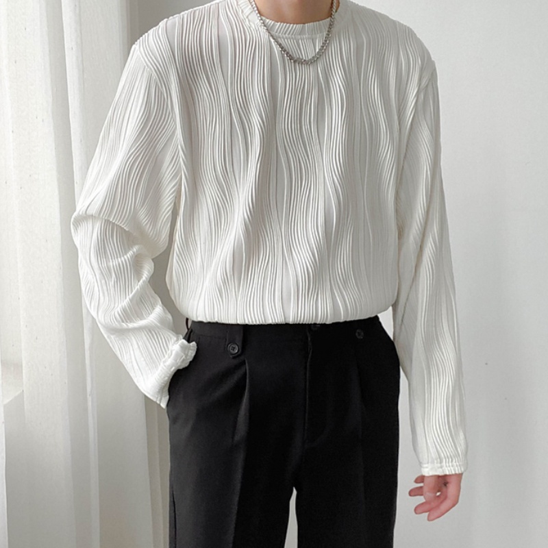 Áo thun dài tay họa tiết kẻ sọc thời trang thanh lịch cho nam