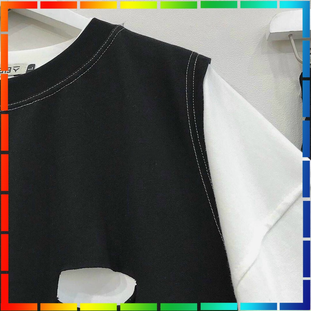 ( ẢNH THẬT ) - SET ÁO THUN TRẮNG TAY LỠ MIX ÁO GILE RÁCH NGỰC RETRO HÀN QUỐC CHẤT COTTON MÁT CỰC ĐẸP | BigBuy360 - bigbuy360.vn