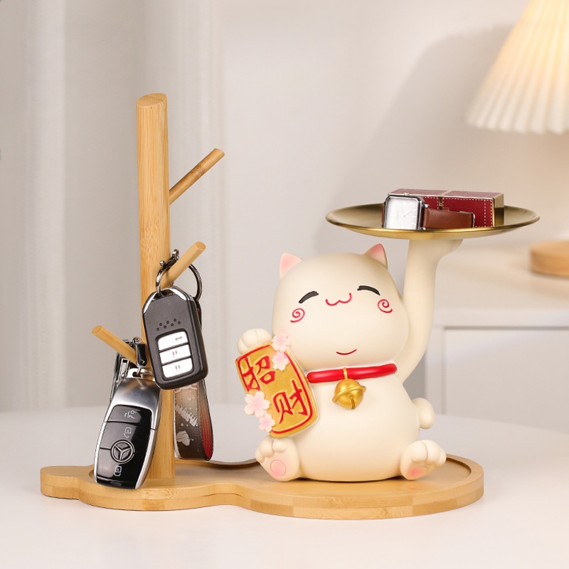 Phụ Kiện Trang Trí Nhà Cửa Hình Chú Mèo May Mắn Dễ Thương