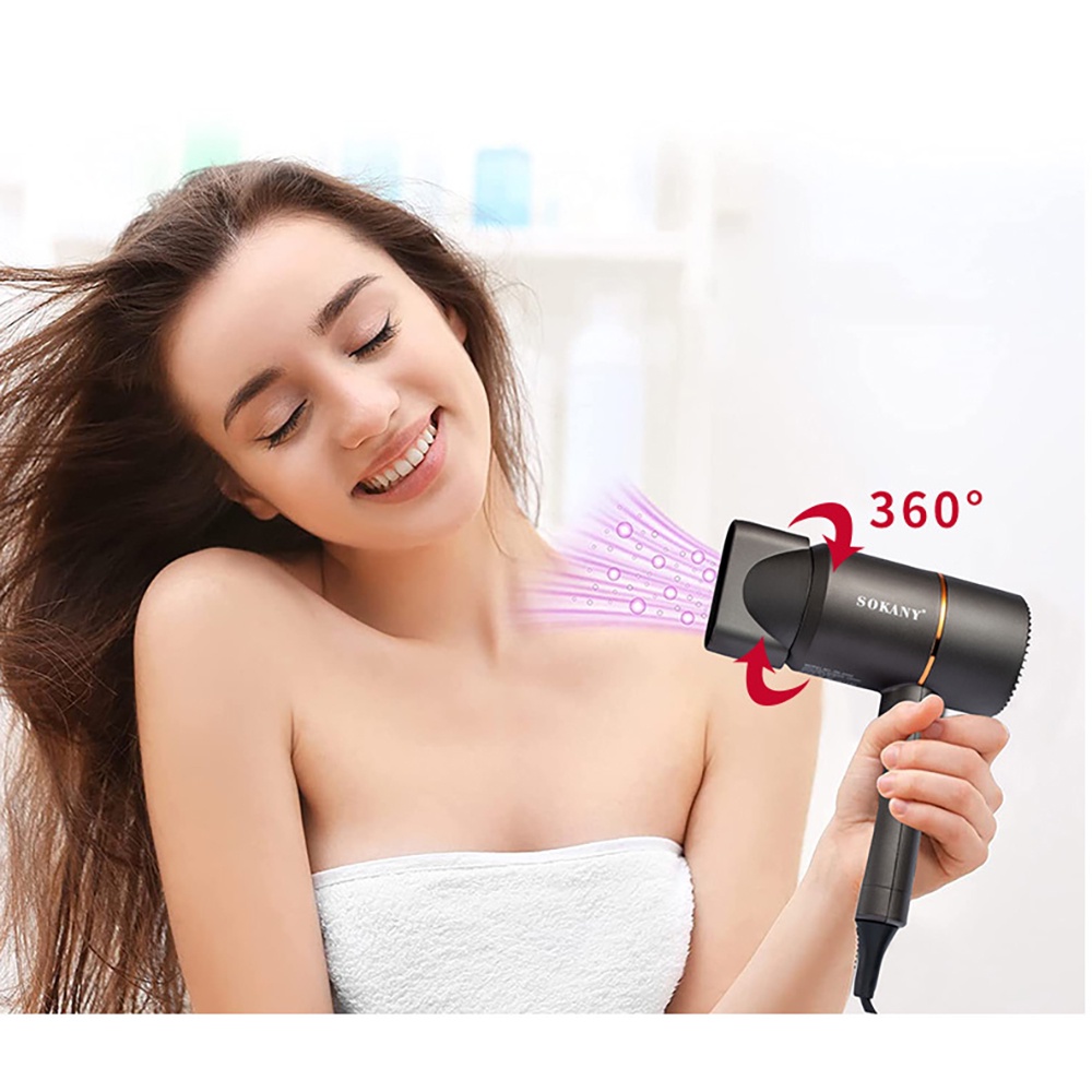 Máy sấy tóc Sokany 1200W hai mức nhiệt, Ion Âm Chống Khô Tóc, sấy nhanh, dễ tạo kiểu,BH 6 tháng