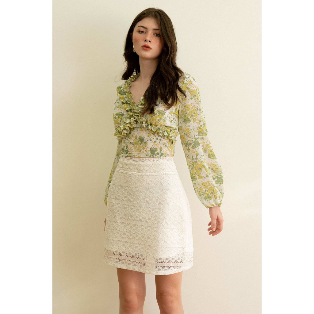 Chân Váy Ren Chữ A Màu Trắng EDINI - V384 | BigBuy360 - bigbuy360.vn