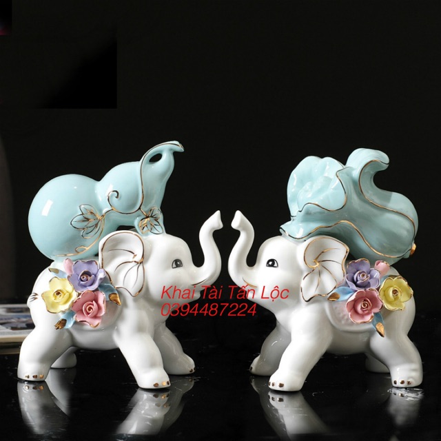 Cặp voi tài lộc trang trí phong thuỷ