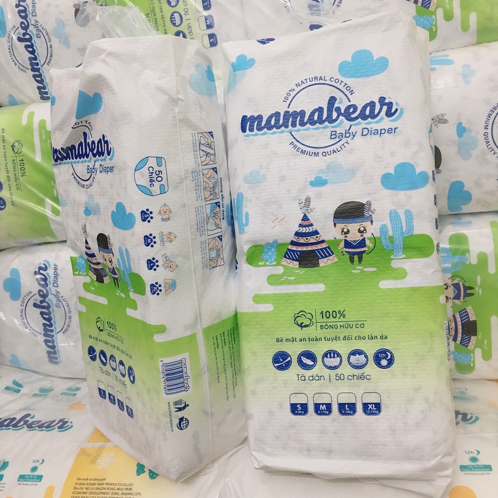 Tã dán Mama Bear Mamabear cho bé gói 50 chiếc size S-M