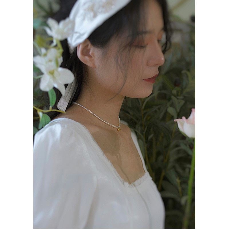 vòng cổ choker vintage hạt nhỏ phối chuông vàng  mã VC-7102