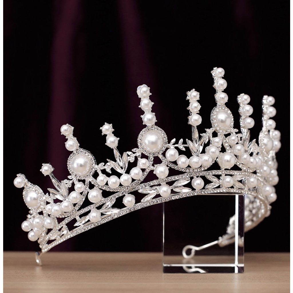 [HCM] Vương miện cô dâu đính đá hạt trai cao 8cm Giangpkc SP221318