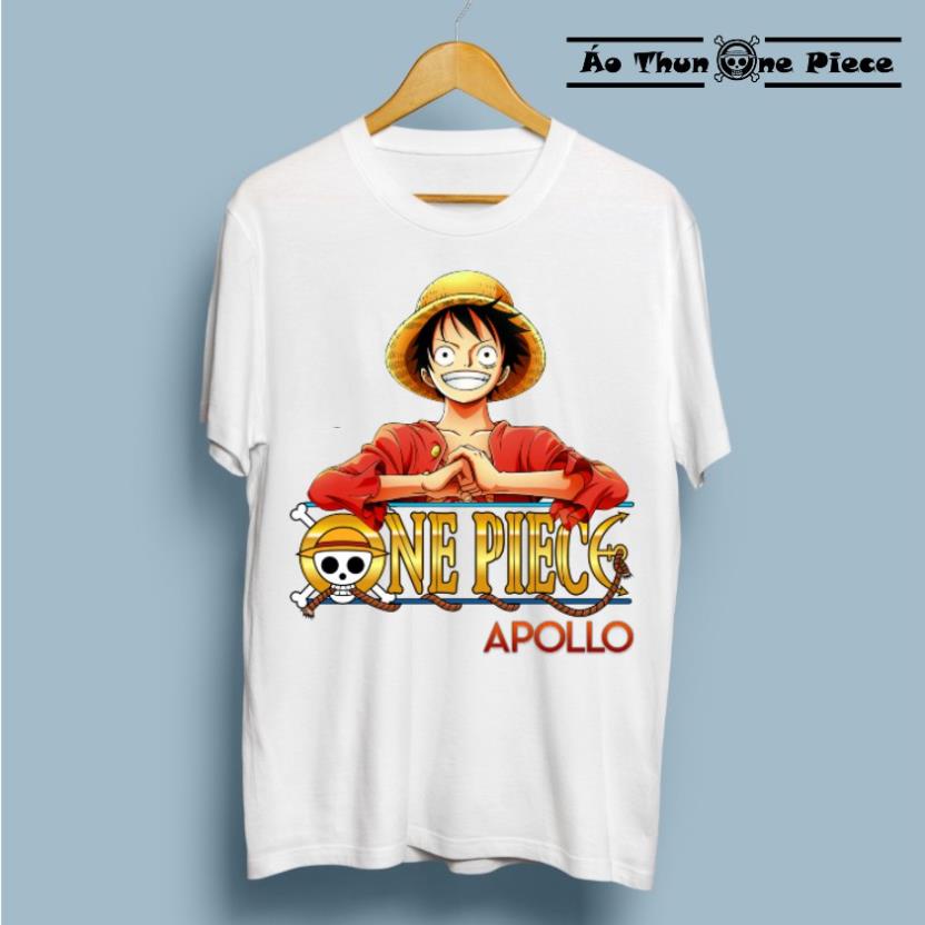 ⚡️FREESHIP⚡️Áo Thun In Hình Luffy One Piece kèm Logo áo trắng Giá Rẻ "Cực Ngầu" - Áo Thun One Piece