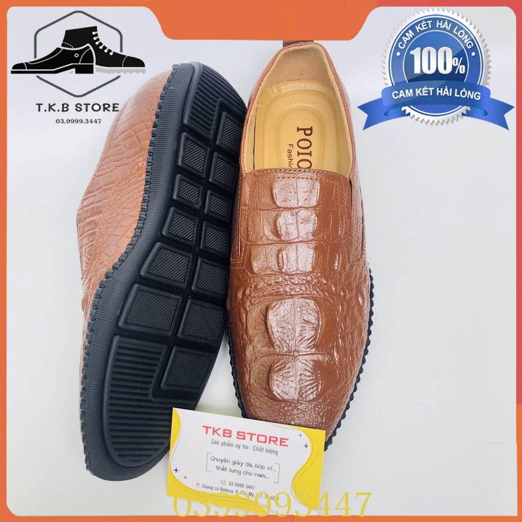 GIÀY LƯỜI NAM DA THẬT 100% 💦💦💦[DA MỀM]💦💦💦[DẬP VÂN CÁ SẤU] [BỀN, RẺ, ĐẸP] [BẢO HÀNH LÊN ĐẾN 12 THÁNG]