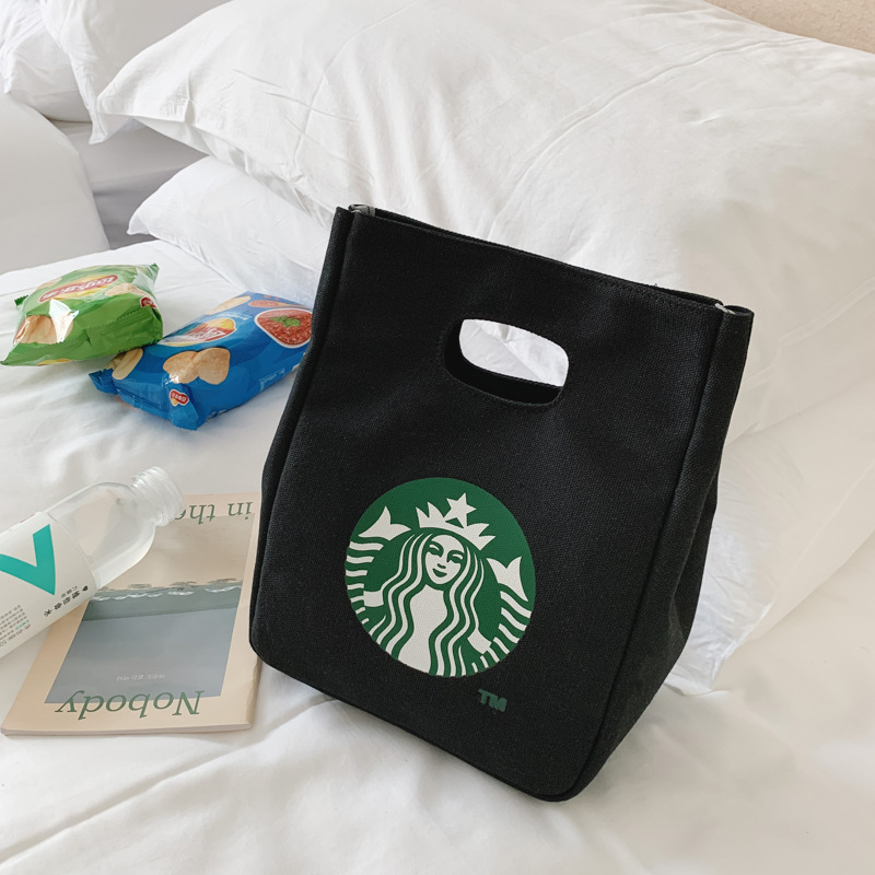 Túi xách chất liệu vải canvas in họa tiết Starbucks độc đáo thời trang