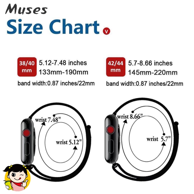 Muse07 Dây vải nylon đeo đồng hồ thông minh Apple Watch Series 4 40mm/44mm