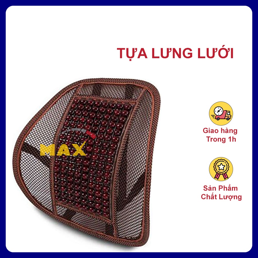 Tựa Lưng Lưới Đan Hạt Gỗ Cao Cấp MAX STORE Cho Ghế Ô Tô Và Văn Phòng