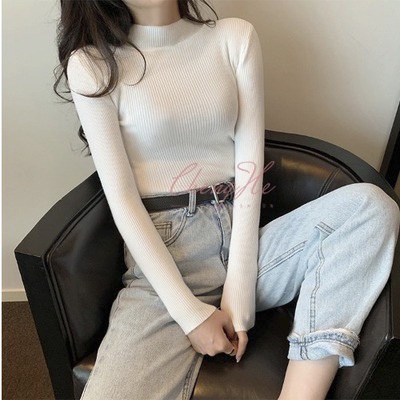 (SẴN) Áo len giữ nhiệt cổ cao ôm dáng co dãn mùa đông ấm áp thời trang A00078