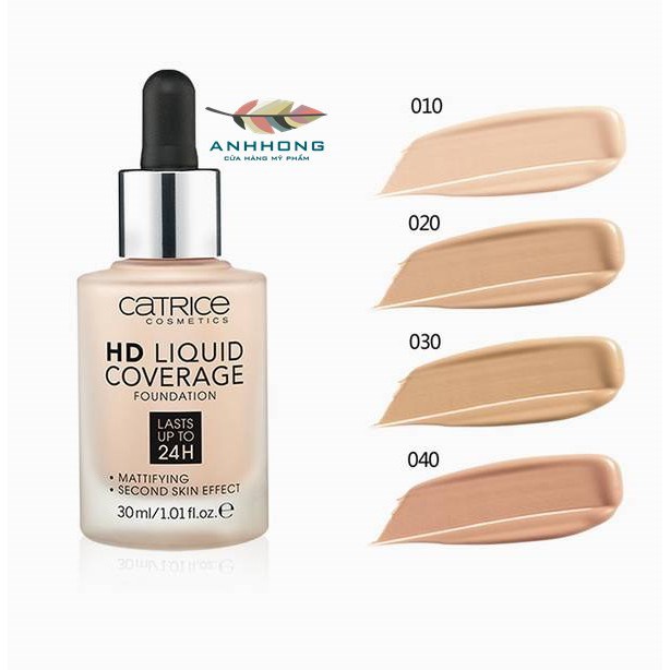Kem nền Catrice HD 24h Liquid 🍓FREESHIP🍓 Coverage Foundation che phủ tốt, kiềm dầu 30ml