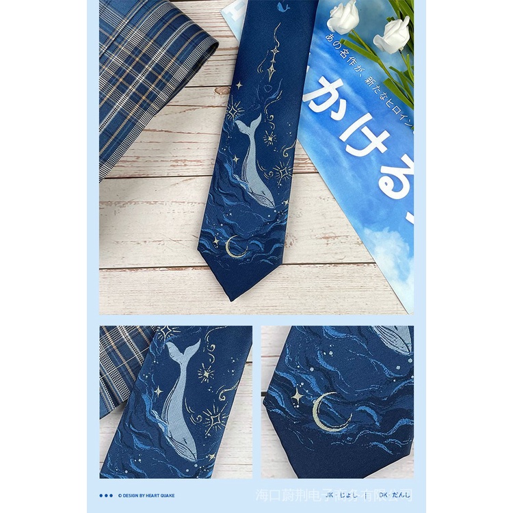 Cà Vạt In Họa Tiết Cá Voi jk Chính Hãng Dành Cho Nam Và Nữ Mặc Hàng Ngày