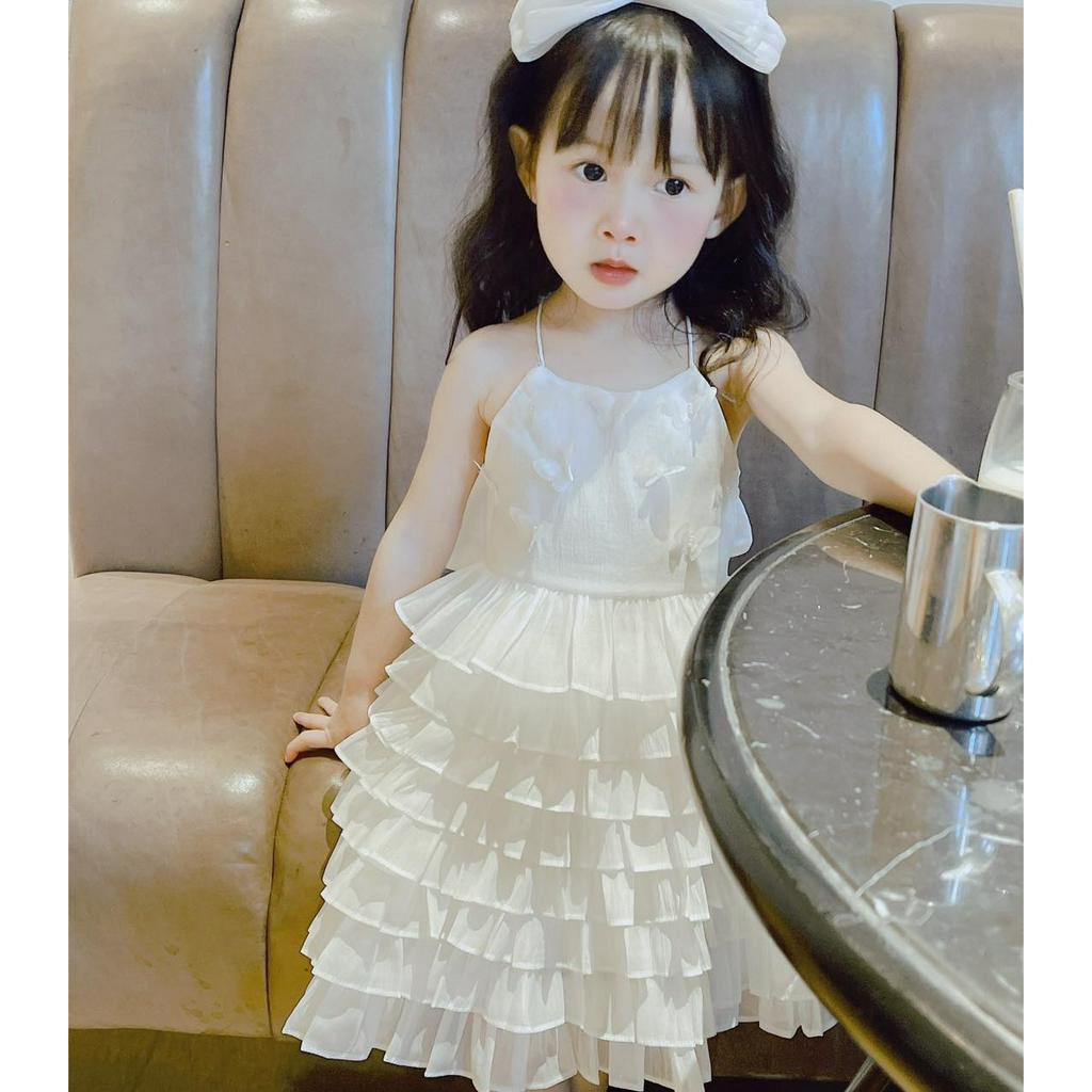 Váy công chúa bé gái váy  trung thu mầu trắng đầm công chúa bé gái váy dự tiệc váy sinh nhật