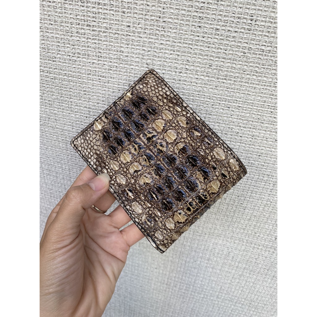 VÍ NAM NGANG MÀU NGUYÊN THỦY DA CÁ SẤU THẬT 100% 1 MẶT BẢO HÀNH 12 THÁNG