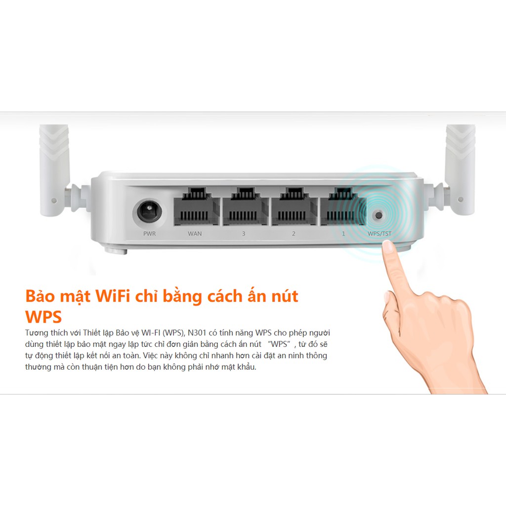 Tenda Bộ Phát Sóng Wifi Router Chuẩn N 300Mbps Tenda N301 - Hàng Chính Hãng