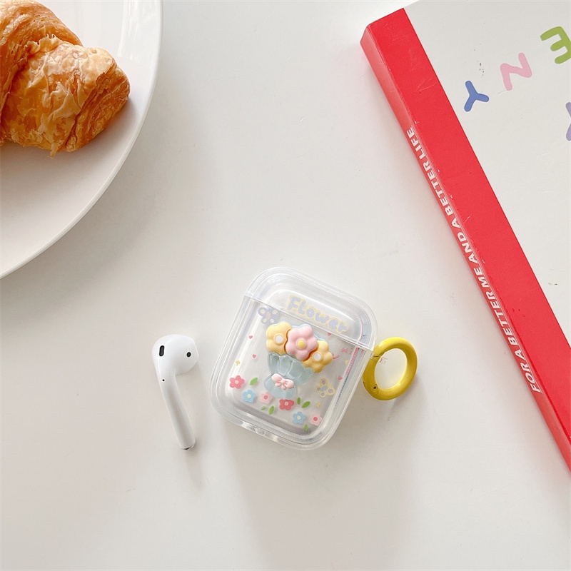 Vỏ Bảo Vệ Hộp Sạc Tai Nghe Bluetooth Không Dây Airpods 1/2 Pro 3 Bằng tpu Họa Tiết Hoa Độc Đáo Thời Trang