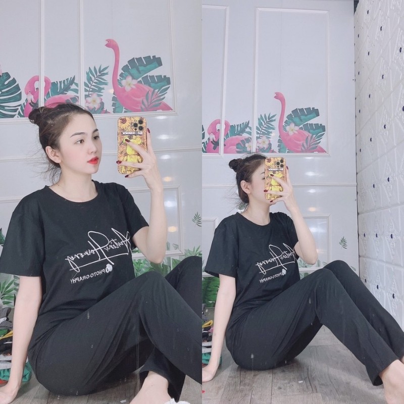 Đồ bộ nữ đồ mặc nhà bigsize 45 -85kg Sét đồ bộ nữ thể thao dễ thương thun cotton quần dài thoáng mát ESHOP DB04