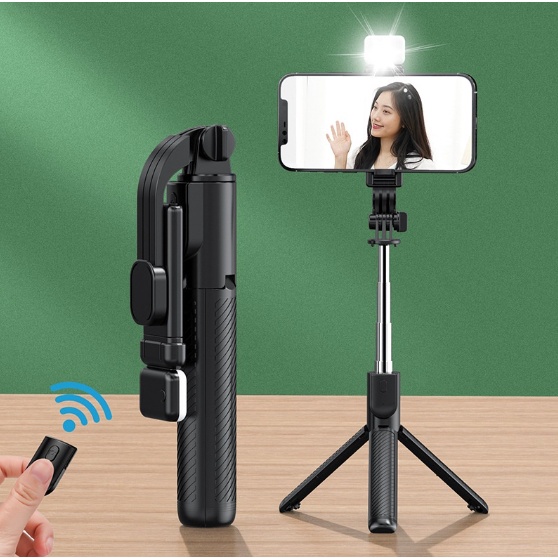 Gậy Tự Sướng Bluetooth Sr Có Đèn LED Và Giá Đỡ Điện Thoại