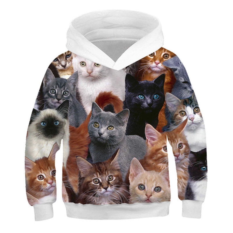 Áo Hoodie In Hình Mèo 3D Thời Trang Mùa Thu Dành Cho Bé Trai Và Bé Gái