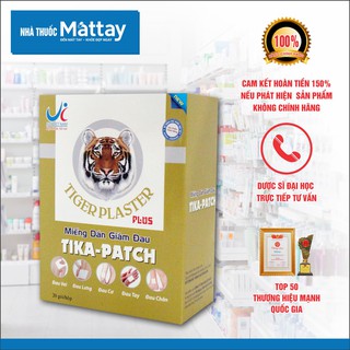 Miếng Dán Giảm Đau Con Hổ Tika - Patch - Hộp 20 Gói ❤️