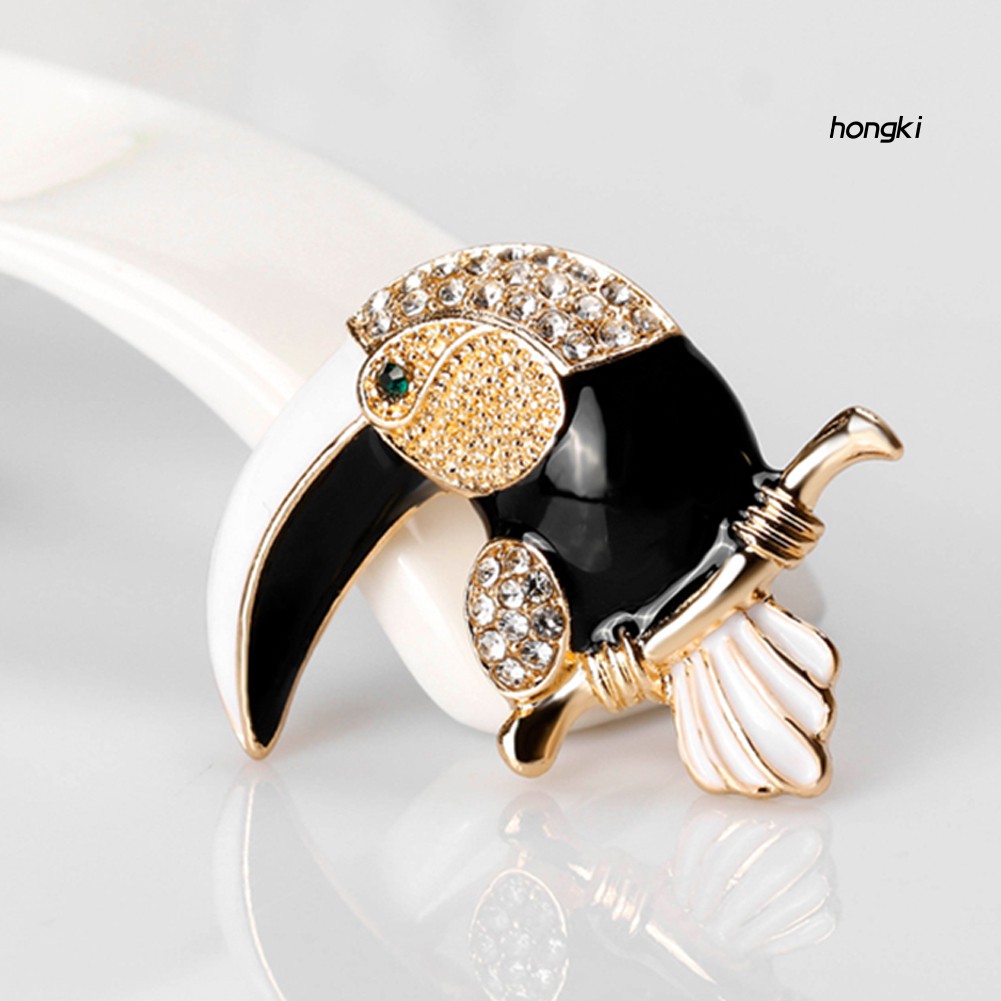 Ghim Cài Áo Hình Chú Vẹt Đính Kim Cương Giả Thời Trang Cho Nữ