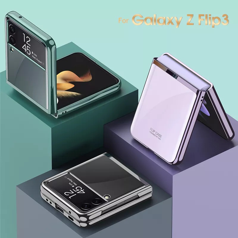 Ốp Điện Thoại Cứng Trong Suốt Mạ Điện Cho Samsung Galaxy Z Flip 3 5G