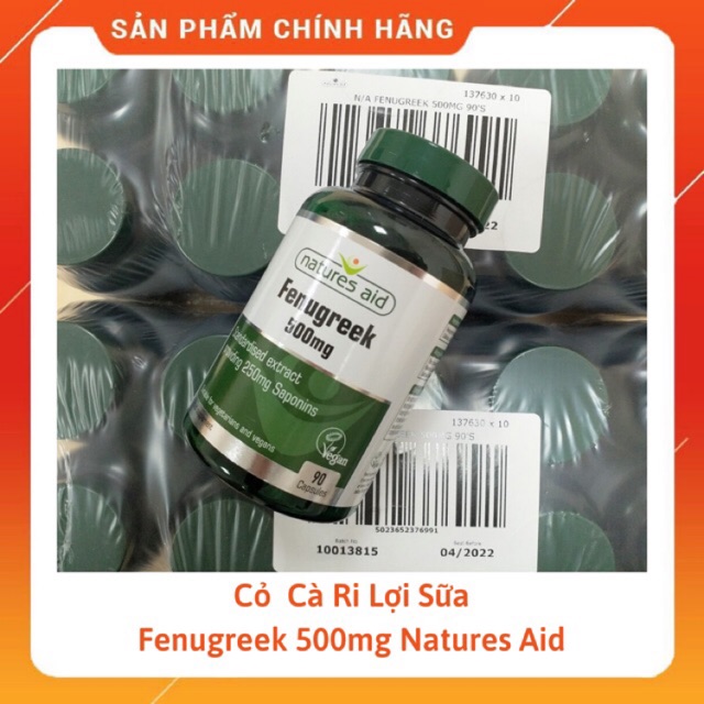 Lợi sữa cỏ cà ri (90v) kích thích và làm tăng khả năng tiết sữa cho mẹ sau sinh Natures Aid Fenugreek, UK