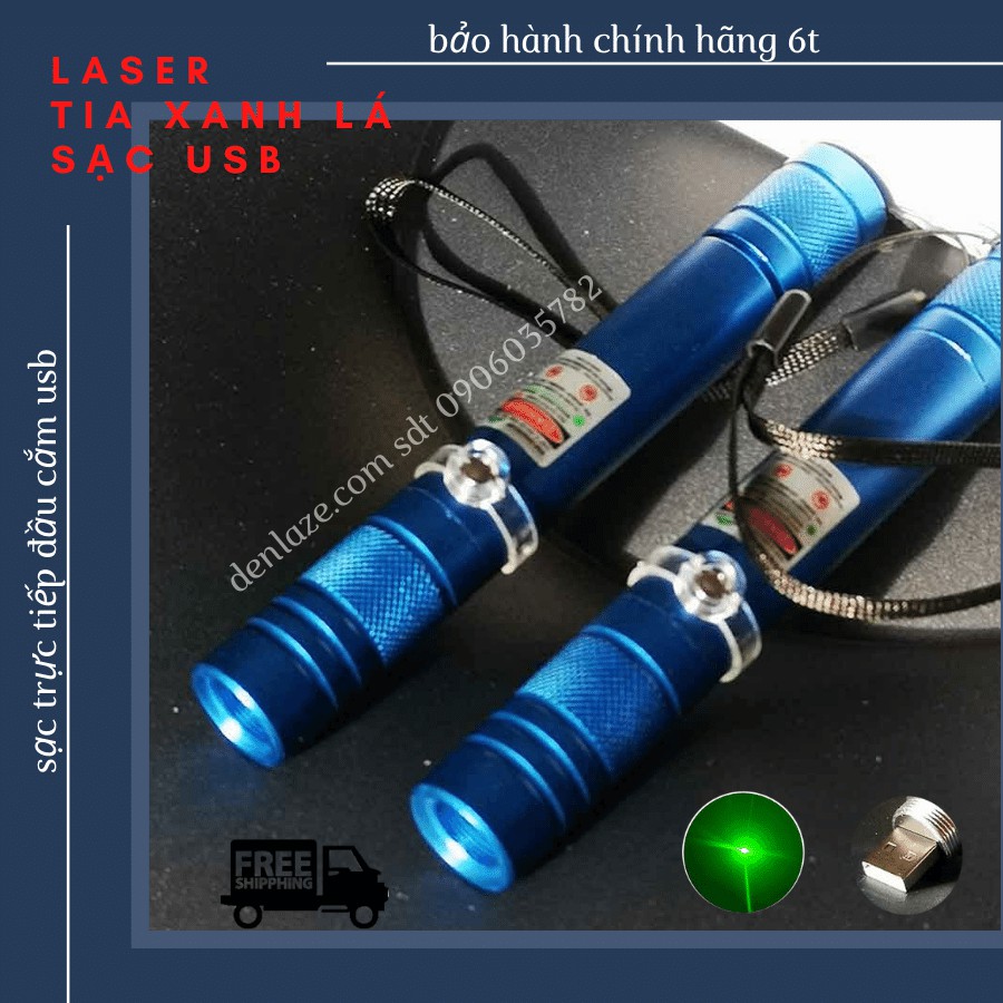Đèn Laser Công Trình Đầu USB Vỏ Xanh Dương Tia XAnh Lá 2021 Chính hãng giá rẻ