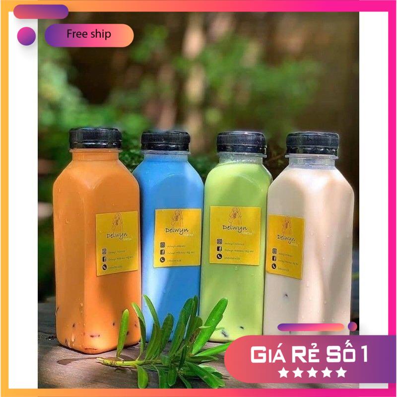 Chai nhựa vuông nắp đen đựng trà sữa,trà thái, nước ép trái cây