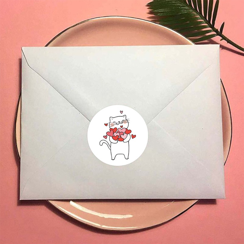 Tak Set 500 Nhãn Dán 4 Kiểu Họa Tiết Trang Trí Thiệp Nhỏ Nhắn Hình Trái Tim