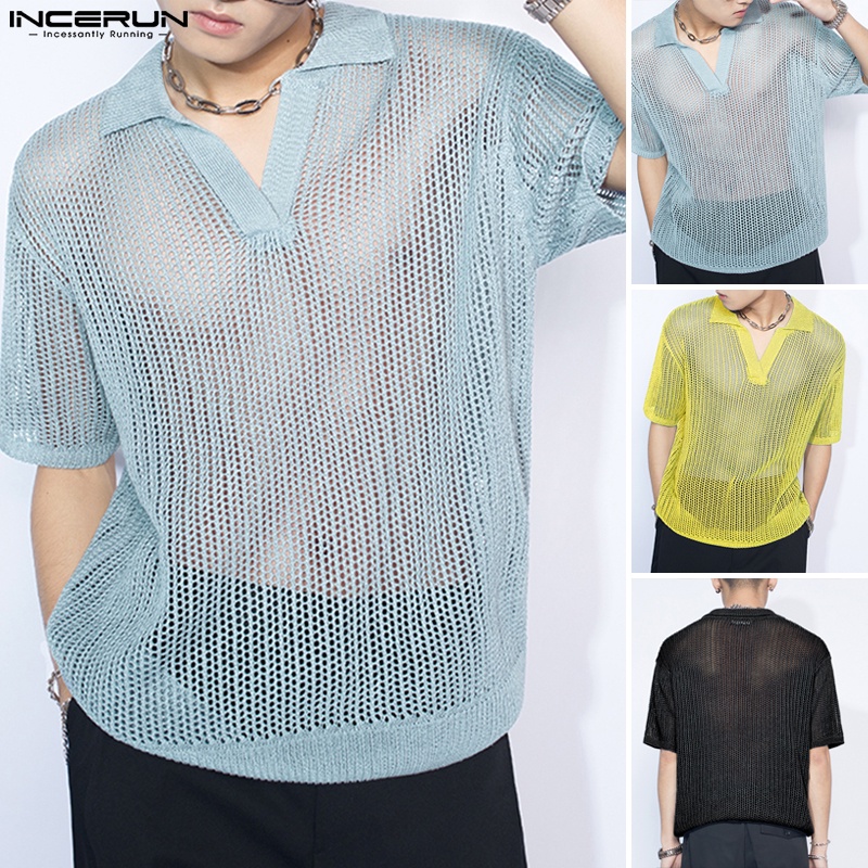 Áo thun INCERUN cổ polo tay ngắn thời trang năng động sành điệu cho nam 3 màu tùy chọn