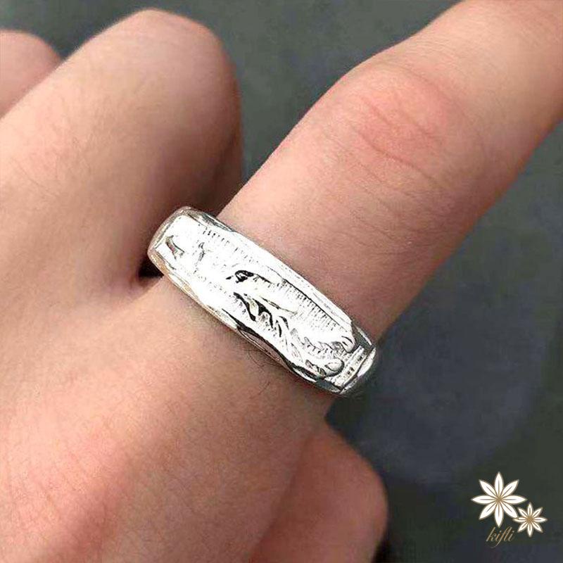 【kifli】Nhẫn Mạ Vàng Hình Rồng Và Phượng Hoàng Dạng Mở Dành Cho Nam Nữ