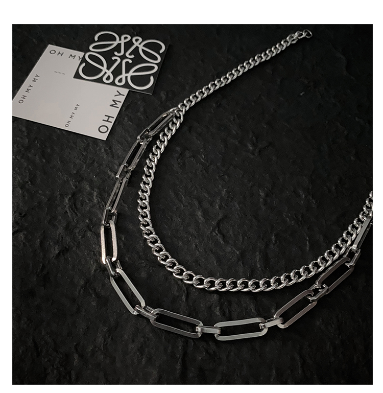Vòng cổ choker dài kiểu hiphop Hàn Quốc bằng thép không gỉ không phai màu chống dị ứng cho nam nữ