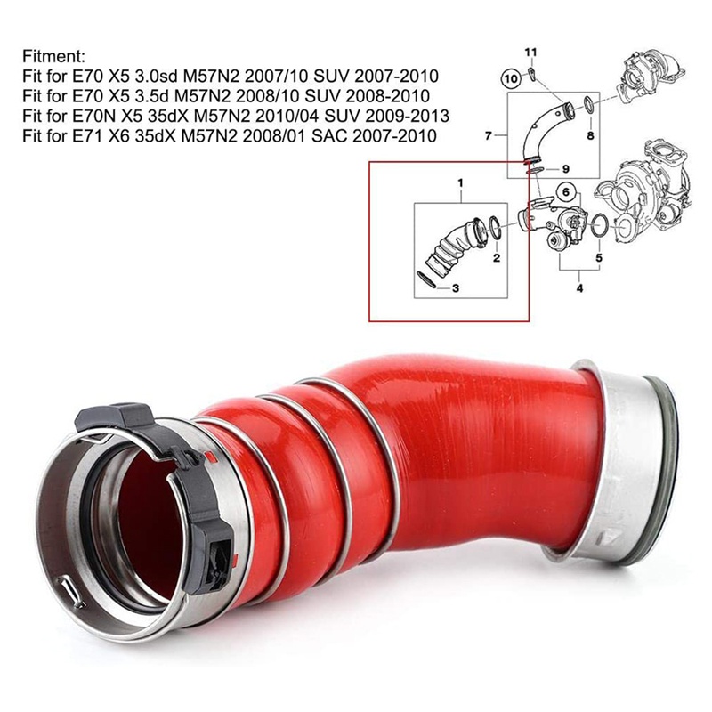 Ống Dẫn Động Cơ Turbo Cho BMW X5 E70 X6 E71 M57N2 11617799873