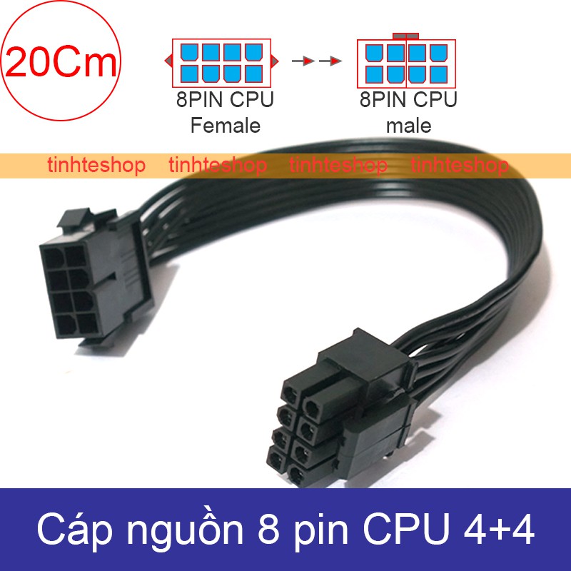 Cáp nối dài nguồn 8pin CPU 20Cm - Dây nguồn CPU 4PIN 4+4 20Cm