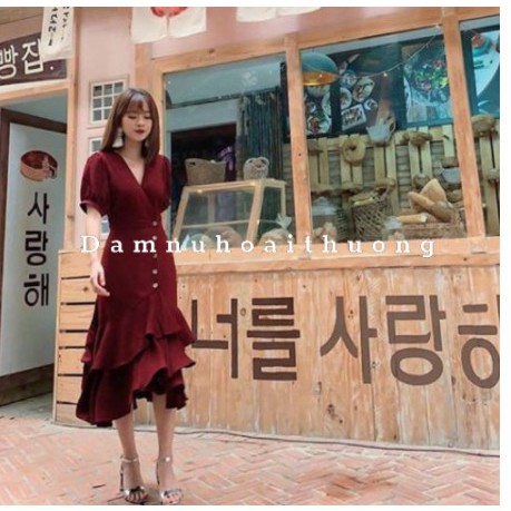 Váy đuôi cá dáng dài / Đầm đuôi cá đỏ xoè tôn dáng dự tiệc