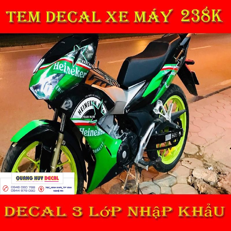 Tem trùm Winner X đen xanh lá heineken, độ dán team decal xe thiết kế rẻ đẹp theo yêu cầu