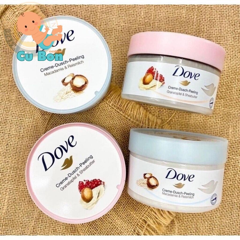 Tắm Tẩy tế bào chết body Dove Dusch Peeling 225ml bản Đức với công thức kem siêu mịn và dưỡng ẩm sâu giúp da mịn màng